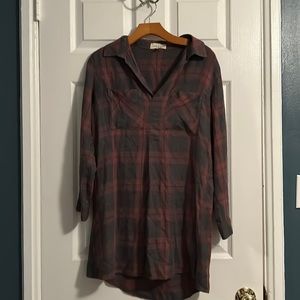 Cloth & Stone Plaid Shirt Dress